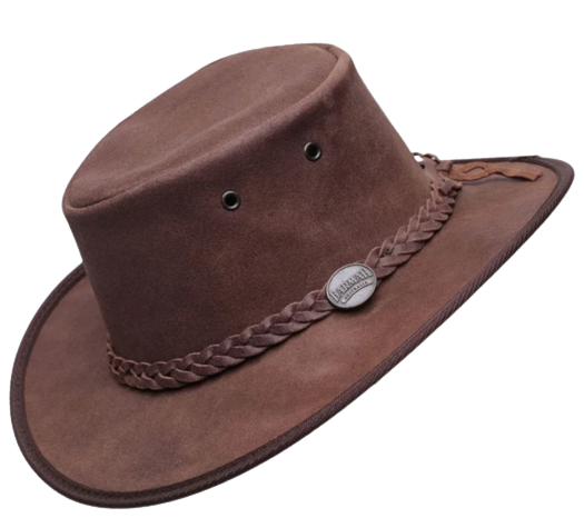 BARMAH Foldaway Suede כובע אוסטרלי פולדווי עם שרוך סנטר