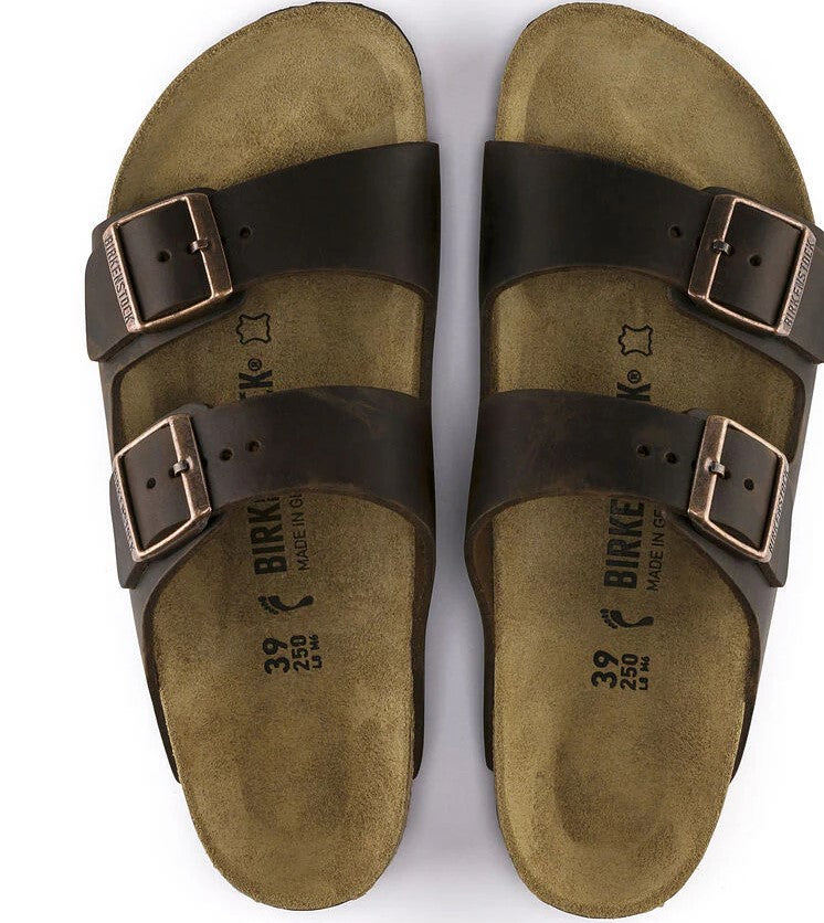 BIRKENSTOCK Arizona Leather Oiled Leather כפכפי בירקנשטוק מעור משומן אריזונה גברים