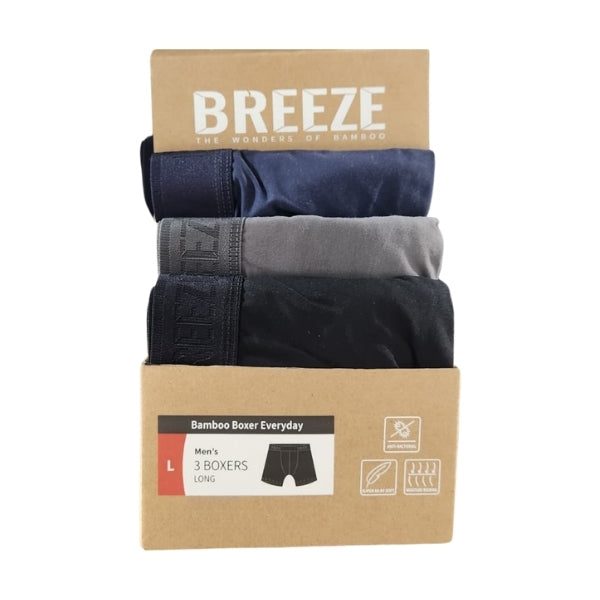 BREEZE Bamboo Boxer Long מארז שלישיית תחתוני בוקסר ארוך BREEZE
