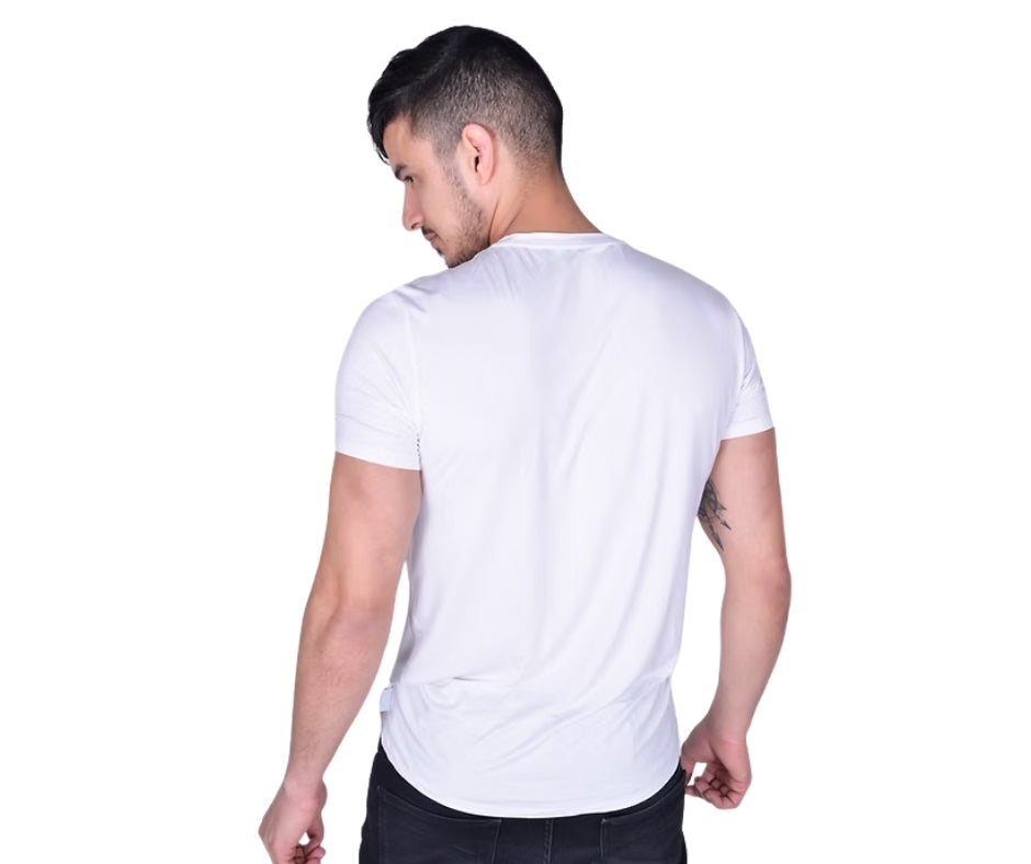 BREEZE חולצת במבוק טי קצר צווארון וי גברים