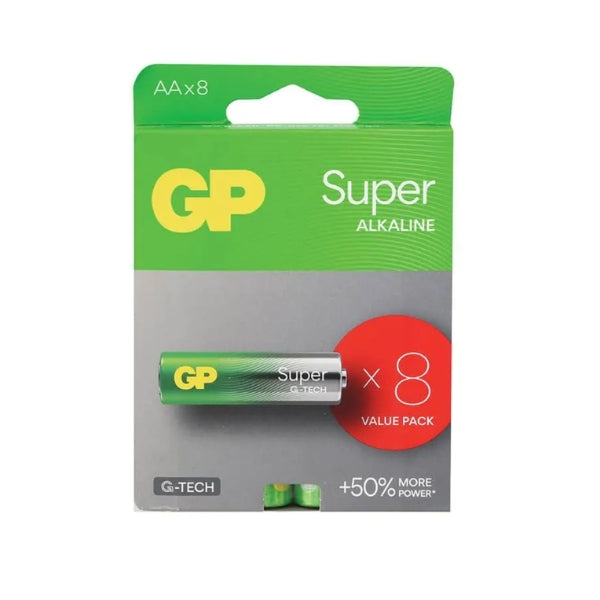 GP G-TECH 1.5V C8 AA מארז 8 סוללות סופר אלקליין
