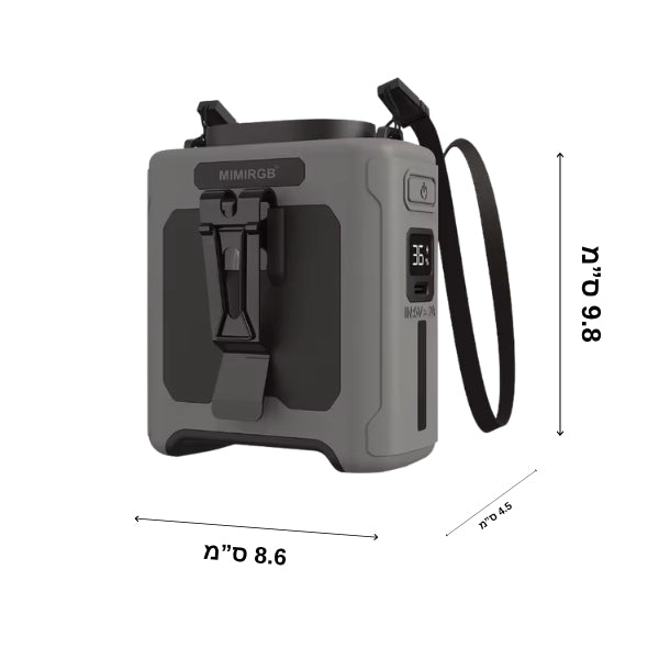 PORTABLE WAIST FAN 20000mAh מאוורר נייד עם מטען ופנס