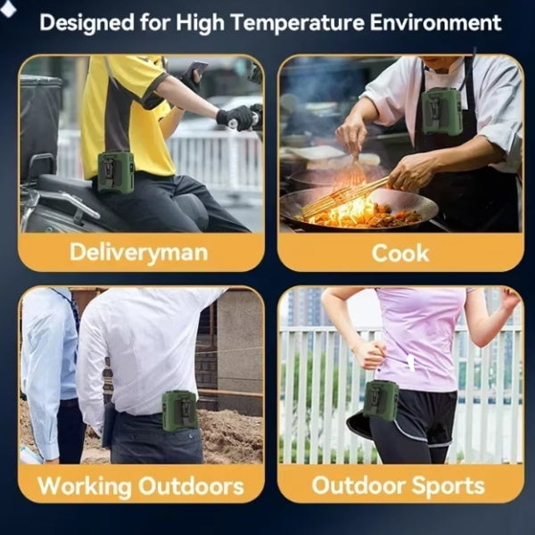 PORTABLE WAIST FAN 20000mAh מאוורר נייד עם מטען ופנס