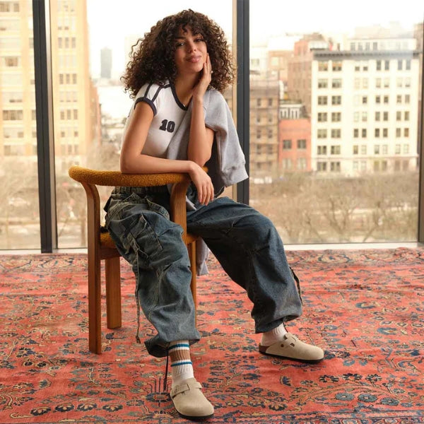 BIRKENSTOCK Boston BS כפכפי בוסטון בירקנשטוק זמש נשים BIRKENSTOCK
