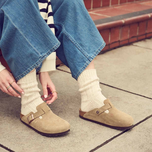 BIRKENSTOCK Boston BS כפכפי בוסטון בירקנשטוק זמש נשים BIRKENSTOCK