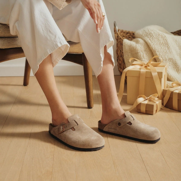 BIRKENSTOCK Boston BS כפכפי בוסטון בירקנשטוק זמש נשים BIRKENSTOCK