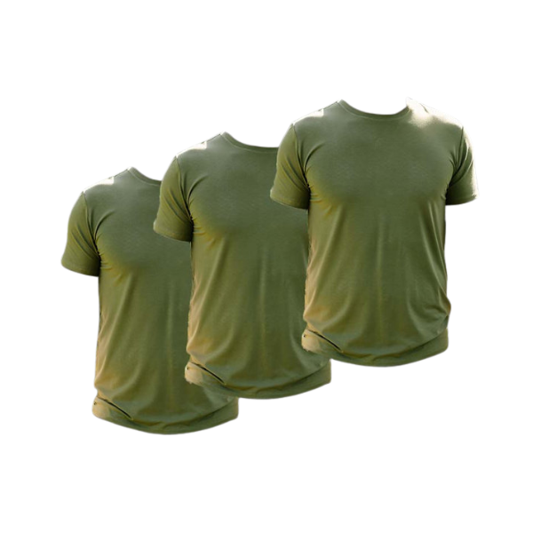 BREEZE חולצת במבוק טי קצר צווארון עגול גברים