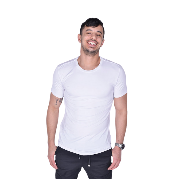 BREEZE חולצת במבוק טי קצר צווארון עגול גברים