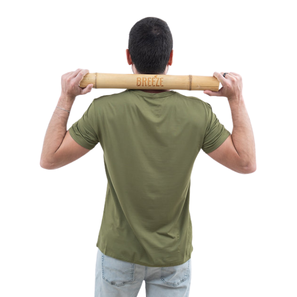 BREEZE חולצת במבוק טי קצר צווארון עגול גברים