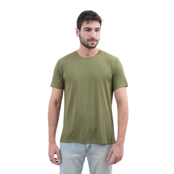 BREEZE חולצת במבוק טי קצר צווארון עגול גברים