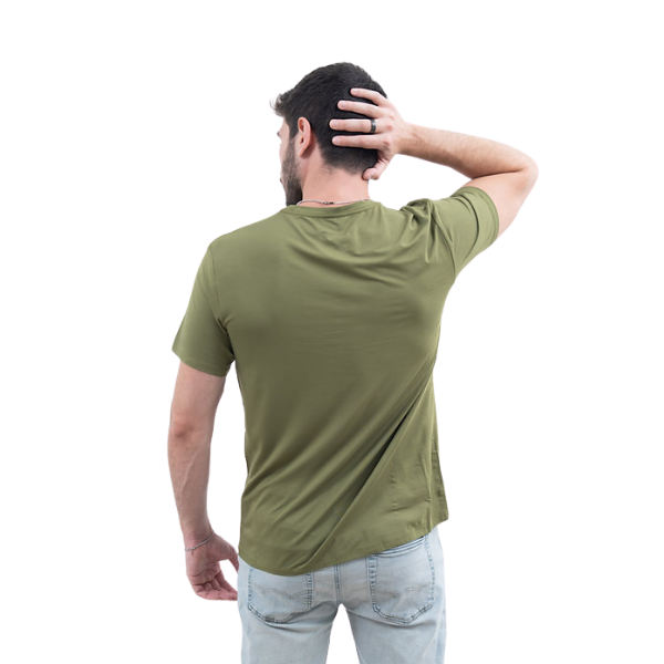 BREEZE חולצת במבוק טי קצר צווארון עגול גברים