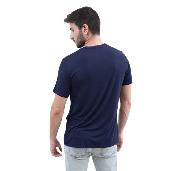 BREEZE חולצת במבוק טי קצר צווארון עגול גברים BREEZE