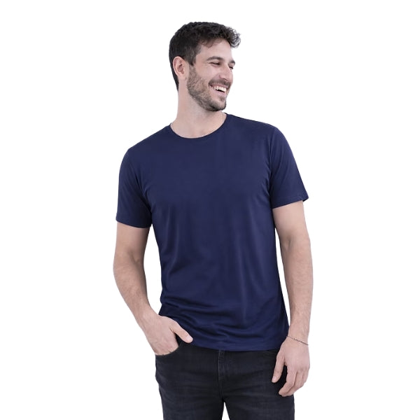 BREEZE חולצת במבוק טי קצר צווארון עגול גברים BREEZE