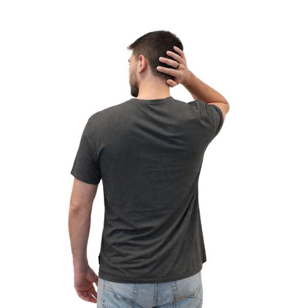 BREEZE חולצת במבוק טי קצר צווארון וי גברים