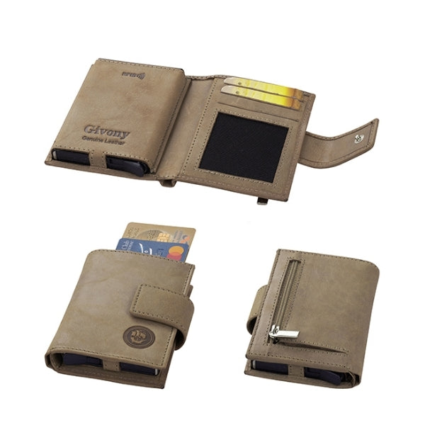 GIVONY שולף כרטיסים גבעוני+ RFID ארנק עור