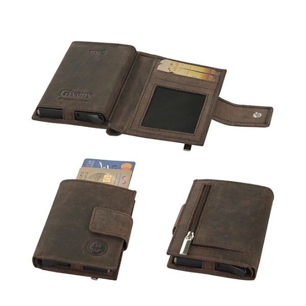 GIVONY שולף כרטיסים גבעוני+ RFID ארנק עור