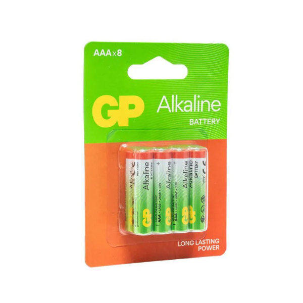 GP 1.5V C8 Long Lasting סופר אלקליין AAA מארז 8 סוללות
