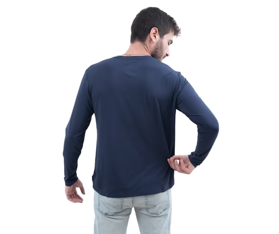 BREEZE חולצת במבוק שרוול ארוך צווארון עגול גברים