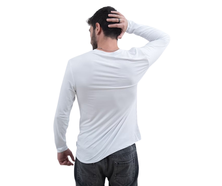 BREEZE חולצת במבוק שרוול ארוך צווארון עגול גברים