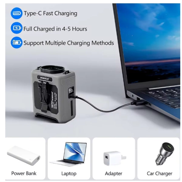 PORTABLE WAIST FAN 20000mAh מאוורר נייד עם מטען ופנס
