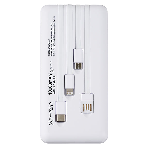 POWER BANK 10000mAh מטען נייד 4 כבלים מובנים