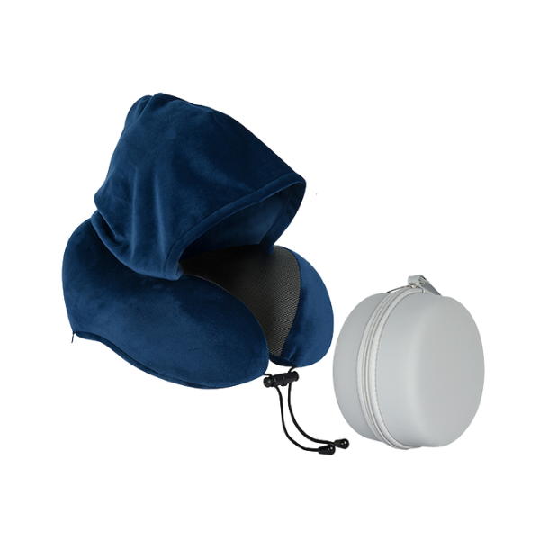 TRAVEL PILLOW MEMORY FOAM כרית נסיעות לצוואר עם קפוצ'ון