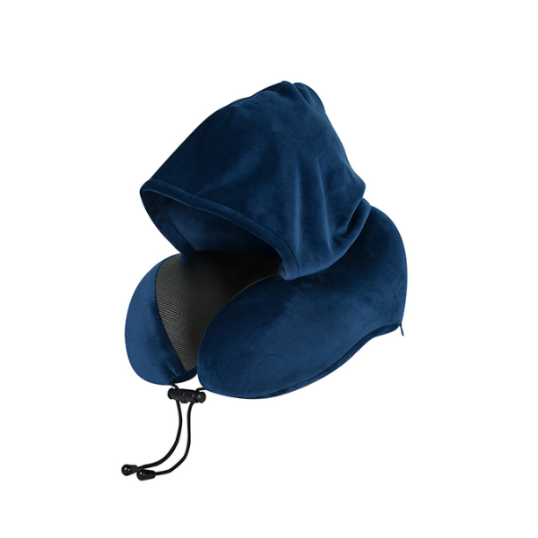 TRAVEL PILLOW MEMORY FOAM כרית נסיעות לצוואר עם קפוצ'ון
